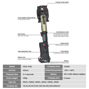 Alat pemasang pipa hidrolik elektrik GES-1550, alat pemotong kabel tembaga 3 in 1 baterai elektrik - Product Image 3