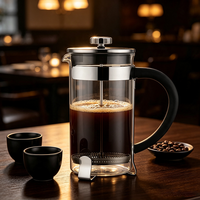 Cafetière à piston en verre borosilicate 600 ml, conservation de la chaleur 6-12h, écologique, avec infuseur à thé