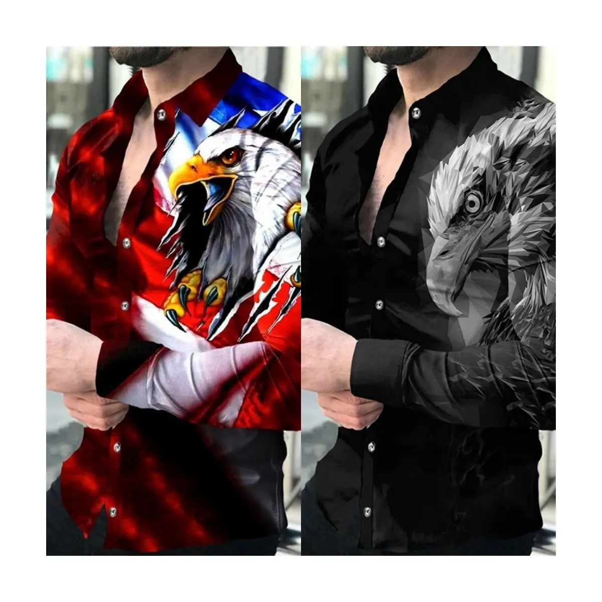 Europa y América nueva alta calidad al por mayor de manga larga hombres Polo camisa de gran tamaño Casual 3D impresión diseño polos