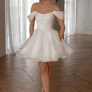 <span class=keywords><strong>Vestidos</strong></span> <span class=keywords><strong>de</strong></span> <span class=keywords><strong>Novia</strong></span> <span class=keywords><strong>Cortos</strong></span> <span class=keywords><strong>y</strong></span> <span class=keywords><strong>Sencillos</strong></span> con Hombros Descubiertos, Estilo Línea A, <span class=keywords><strong>Elegantes</strong></span>, por Encima <span class=keywords><strong>de</strong></span> la Rodilla, con Pliegues, Mini Vestido <span class=keywords><strong>de</strong></span> <span class=keywords><strong>Novia</strong></span> con Cordones en la Espalda - Product Image 3