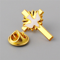 Broches de chemise au design classique catholique, croix plaquée or avec pigeon, épingles de broche, badge pour sac à main, sac à dos, pour cadeaux
