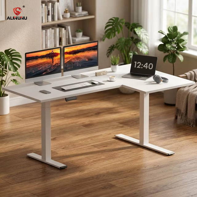 ALINUNU Factory Direct L-shaped Electric Lift Desk for Home Office Height-adjustable Standing Desk