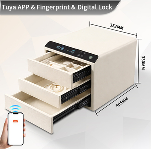 CEQSAFE Coffre-fort intelligent en cuir de haute qualité à 3 couches, antivol, avec entrée par empreinte digitale pour la maison, le rangement de bijoux et de vêtements - Product Image 3