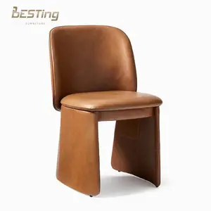Sillas de comedor de lujo modernas, silla de vestidor, silla de comedor de cuero con marco de madera para restaurante para el hogar