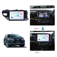 Autoradio Android 10 pouces 4+64 Go WIFI DSP avec Carplay sans fil, navigation GPS, écran tactile OBD2, ensemble de cadre pour Hilux 2016-2018