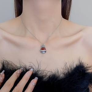 Европейское американское перекрестное ожерелье с микро-инкрустированным цирконом, Рождественский колокольчик, длинное ожерелье, Ниша, характерный свет цепи ключицы - Product Image 3