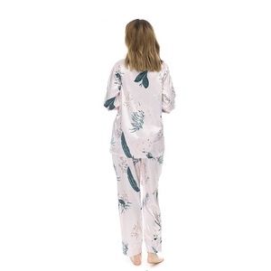 Personalizzare i modelli disponibili stampa floreale <span class=keywords><strong>pigiama</strong></span> satinato donna - Product Image 6