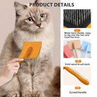 Brosse de toilettage en bois pour animaux de compagnie, brosse démêlante à longues picots métalliques pour chiens et chats, vente en gros d'usine