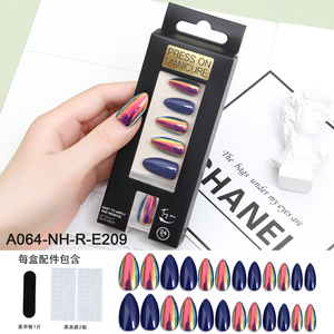 24 faux ongles en mini-pack, effet miroir magique, courts, en amande, à presser, vente en gros - Product Image 4