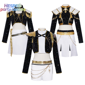 HESPER, Disfraz de Cazador de Demonios de la Ola Coreana, para Niños y Adultos, Ropa Negra y Dorada, Disfraz Infantil con Máscara - Product Image 1