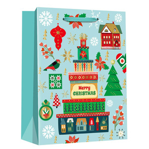 Bolsa de Compras Navideña de Cartón con Estampado en Caliente, Asa de Cinta Reciclable para Exhibiciones, <span class=keywords><strong>Supermercados</strong></span> y Promociones - Product Image 4