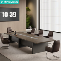Elegante Mesa de Reuniones de Oficina con Sillas a Juego - Muebles de Conferencia Grandes