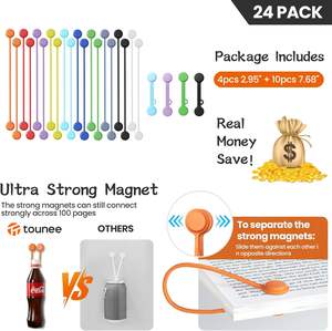 Kabel Pengikat Magnetik Silikon yang Dapat Digunakan Kembali 2-UKURAN Kombinasi (4pcs 2.95 inci 10pcs 7.68 inci) Magnet Kulkas Pengikat Kabel Serbaguna - Product Image 5