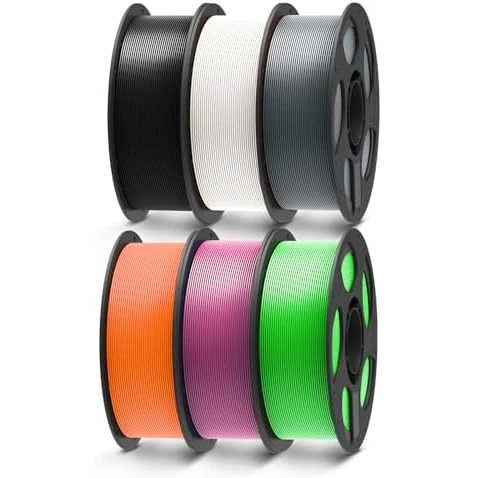 6*1kg Pla Black White Texture Grey Orange Magenta Green Flash