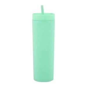 Customized Slim Skinny Acrylic Pastel Color Semi-Matte Tumblers Mug <b>With</b> <b>Straw</b> <b>Lid</b> <b>Plastic</b> Reusable Tumbler <b>Cups</b> - Product Image 4