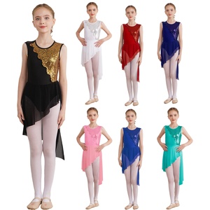 6-16 Trajes de baile lírico Ropa de actuación Competición Niñas Vestido de baile de lentejuelas sin mangas para niños - Product Image 1