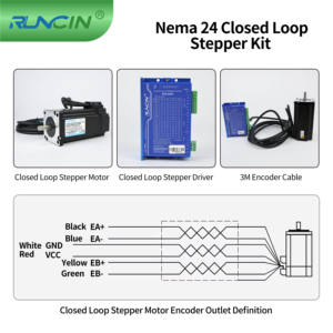 Runcin 2-фазный Nema 24 2 нм 283 унций в 90 мм с замкнутым контуром 6A комплект шагового драйвера шагового двигателя постоянного тока для станка с ЧПУ - Product Image 3