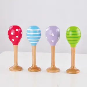 Personalizado mini chico espiral de madera didgerido instrumento musical maraca juguetes de música de madera