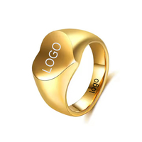 Bague en acier inoxydable ShuoyeW 12 mm, forme cœur, finition brillante argent, noir, or, gravure laser, modèle 611