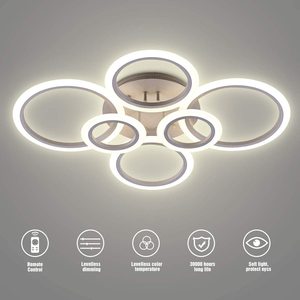 Lámpara de techo moderna de 58W, luz LED empotrada regulable, 4 anillos, colgante de techo acrílico, para sala de estar y comedor - Product Image 4
