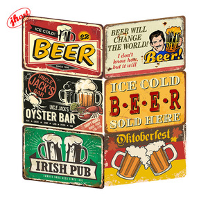 <span class=keywords><strong>Plaque</strong></span> métallique de décoration murale vintage pour pub bar club homme des cavernes DON'T WORRY HAPPY beer Affiche en métal rétro bière étain signe Vente en gros - Product Image 1