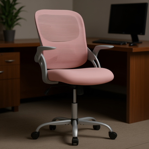 Silla de Oficina Ergonómica con Respaldo de Malla, Altura Ajustable, Giratoria, Estilo Ejecutivo, Diseño Contemporáneo, Color Rosa - Product Image 2