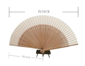 21cm Luxury White Silk Foldable Bamboo Hand Fan High Quality Traditional Folk Art Carved Vintage Angel for Weddings Halloween - Product Image 5