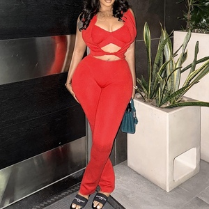 Conjunto de 2 Piezas para Mujer, Top Sexy Casual con Aberturas y Tirantes, Pantalones Largos, Moda - Product Image 6