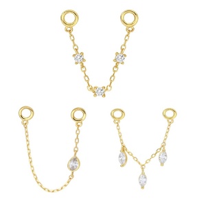 Piercing Stories 14K 18K Oro sólido Triple forrado Pequeño Polo Piercing Pendiente relleno Cadena Encanto Joyería para el cuerpo - Product Image 4