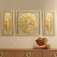 Peinture à l'huile créative personnalisée avec plumes dorées, pour décoration murale
