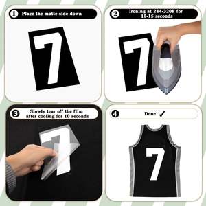 22 Parches Termoadhesivos Personalizados de 8 Pulgadas, Ecológicos, Impermeables, con Números para Camisetas, Uniformes de Equipo, Ropa de Fútbol - Product Image 5