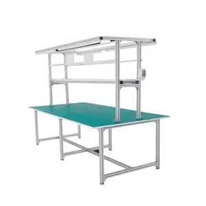 Línea de montaje ESD de aluminio ajustable, mesa de trabajo de acero inoxidable, banco de trabajo portátil para reparación de computadoras con alta calidad