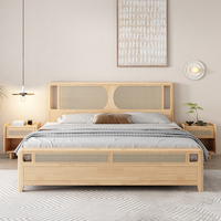 Nouveau lit en rotin indonésien nordique en bois massif moderne minimaliste en bois rond 1,8 m 1,5 double rétro style japonais lit king size