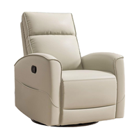 HAOMARKETS Fauteuil inclinable à bascule moderne en bois massif et similicuir, pivotant à 360°, avec poche de rangement, manuel, pour salon