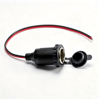 Prise allume-cigare 12V à monter sur panneau avec cache anti-poussière, câble pré-câblé rouge et noir pour camping-car, bateau, camion, prise de courant automobile