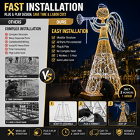 Grande décoration de Noël en forme d'ange lumineux pour l'extérieur, motif d'ange éclairé par LED pour événement commercial