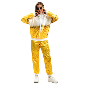 Conjunto Deportivo para Mujer, Amarillo y Blanco con Estampado Ombre, Ligero, Informal, para Fiestas, Actuaciones y Disfraces - Product Image 5