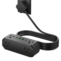 Câble de rallonge de multiprise USA avec 6 prises américaines CA 2 USB et 2 adaptateurs de voyage Type-C pour hôpitaux et bureaux