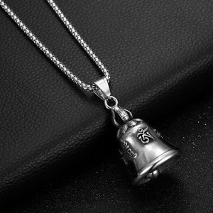 <b>Titanium</b> Steel Bell Pendant Necklace Sanskrit Mantra Exorcism Lucky Charm Unisex Everyday Wear - Product Image 3