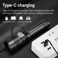 Lampe torche tactique portable, étanche, en aluminium, rechargeable par USB, avec laser et LED, pour le camping