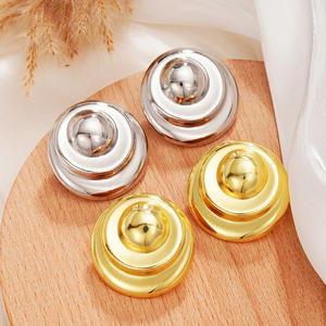 Boutons ronds classiques en or blanc E3940, plaqués sans nickel - Product Image 3