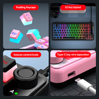 Teclado para Juegos con Cable RAIKU K75 de 81 Teclas, Teclas Pudding de Doble Inyección, Perilla de Volumen de Aluminio, Cable Desmontable Tipo C para PC y Laptop