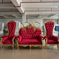 Chaises de trône dorées à dossier haut pour roi et reine, chaises de mariage royales de luxe moins chères pour le marié et la mariée