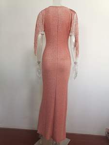 Rosa Sexy Delle Donne Formale Profondo Scollo A V Vestito Aderente Al Largo Della Spalla Manica Lunga abito di Sfera del Vestito D'argento Del Partito Maxi <span class=keywords><strong>Abiti</strong></span> <span class=keywords><strong>Da</strong></span> <span class=keywords><strong>Sera</strong></span> - Product Image 5