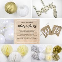 HKH – décorations de fête prénatale à thème blanc doré pour fille