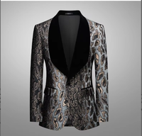 Blazer de costume italien à simple boutonnage pour homme, style jacquard léopard, coupe ajustée, pour mariage ou cérémonie