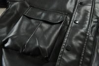 Blouson Bomber Urbain Décontracté Noir Sur Mesure Coupe Droite Léger en Cuir PU avec Col Montant et Poignets Côtelés pour Homme, Emballage avec Logo