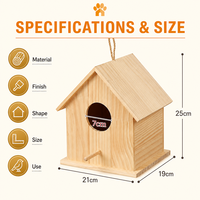 Nichoir classique en bois pour oiseaux, en pin naturel, pour l'extérieur, boîte à nids pour oiseaux sauvages, décoration suspendue pour jardin, kit nichoir OEM