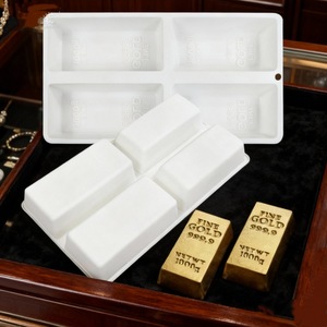 4 Cavity Gold Bar Mold 1000G <b>Baking</b> Cake Mold For DIY Chocolate Mousse Cake Decoration - Product Image 2