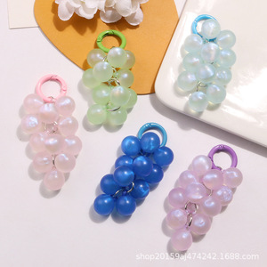 Nuevo colgante de llavero de racimo de uva con cuentas redondas con purpurina, anillo de resorte esmaltado colorido, accesorios, funda para auriculares, decoración - Product Image 4